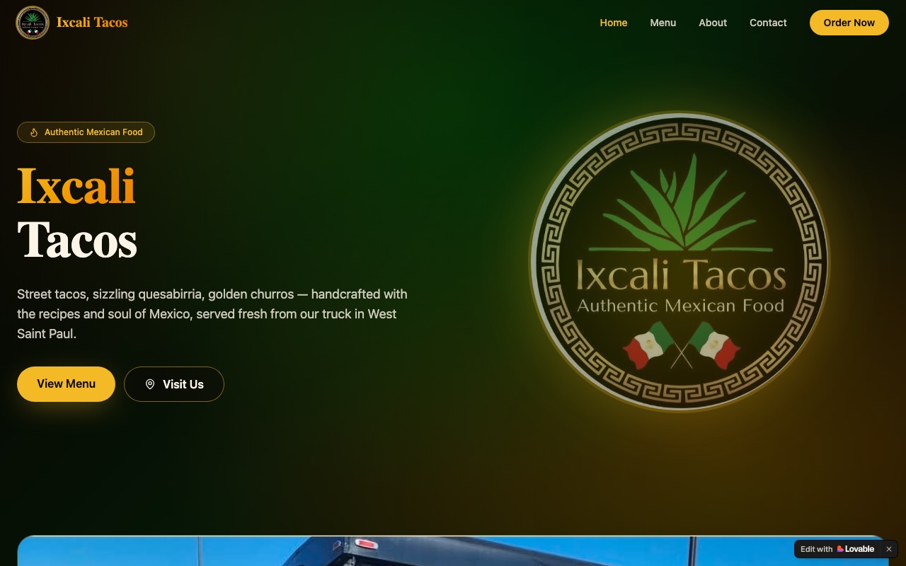 Ixcali Tacos website